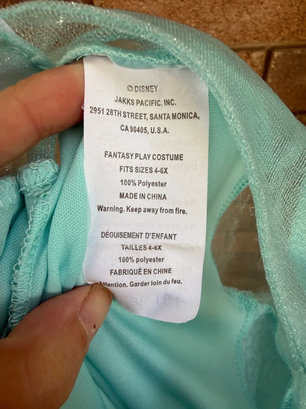 Disney Girls Teal Sparkle Heart Costume Size 4